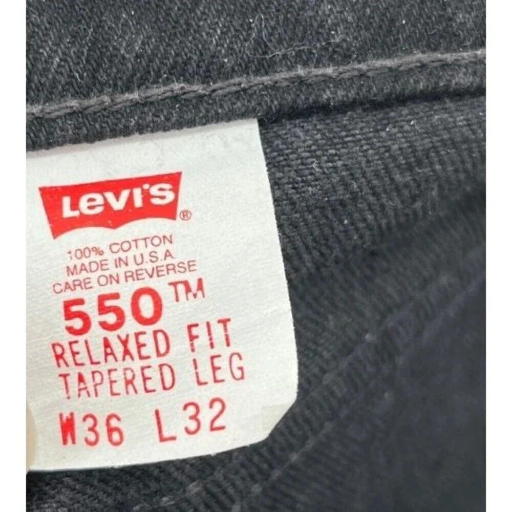 Levi's Jeans Men's Size 36 x 32 Black 550 100% Cotton Relaxed Fit Tapered